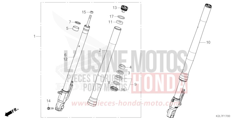 FOURCHETTE AVANT de ADV 350 MAT COAL BLACK METALLIC (NHC81) 2026